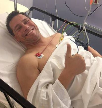 Steven Woolfe in hospital following his fight.
