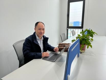 Chinese biophysicist He Jiankui, in his new office in Beijing.