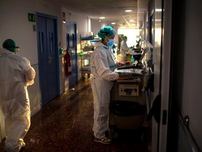 A ward for coronavirus patients in a hospital in Barcelona.