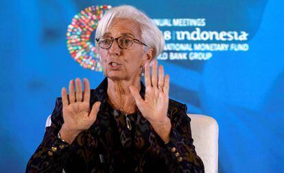 IMF chief Christine Lagarde on October 9 in Bali.