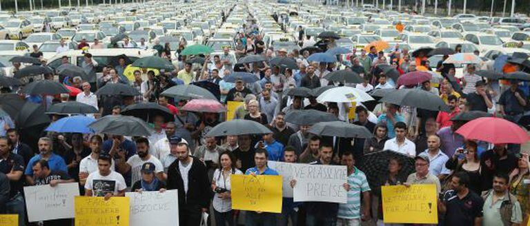 Taxi drivers protesting in Berlin.