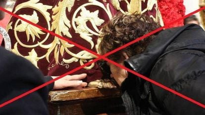 The archbishopric of Madrid used this image to ask Catholic faithfuls to refrain from kissing the feet of the Christ of Medinaceli.