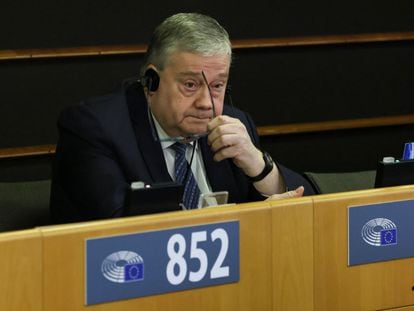 Belgian MEP Marc Tarabella this Thursday at the vote in the European Parliament in favor of lifting his immunity.