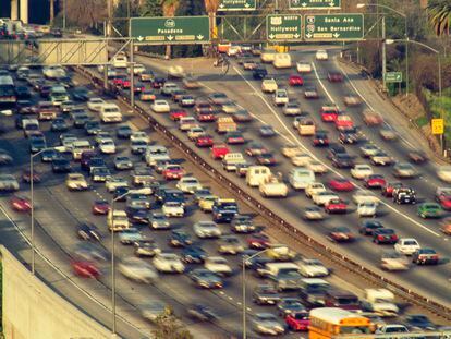 Traffic on Los Angeles freeways.