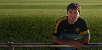 Lionel Messi during the interview at Barcelona&rsquo;s training complex on Monday. 