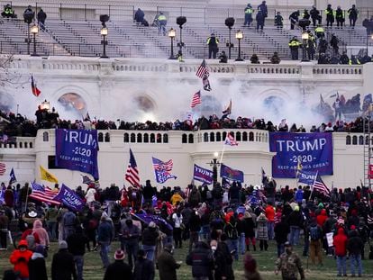 Violent insurrectionists loyal to President Donald Trump storm the Capitol, on January 6, 2021, in Washington.