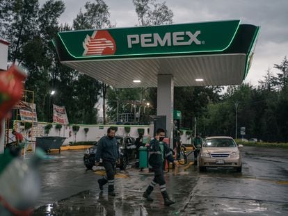 A Petróleos Mexicanos (Pemex) gas station in Naucalpan, Mexico.