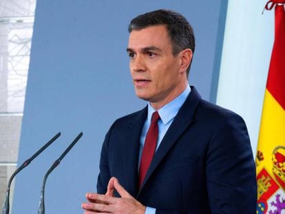 Prime Minister Pedro Sánchez during Tuesday’s press conference.