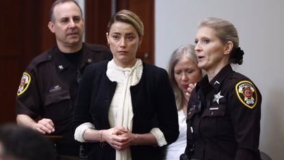 Amber Heard, returning from a break on her second day of testimony.