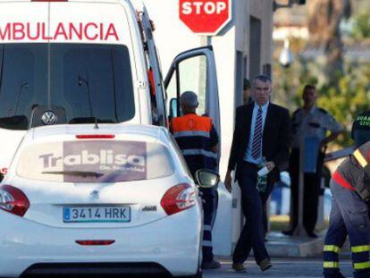 Ashya King arrives at Málaga airport inside an ambulance.
