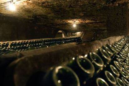 Freixenet bottles inside the winery at Sant Sadurní, Catalonia.