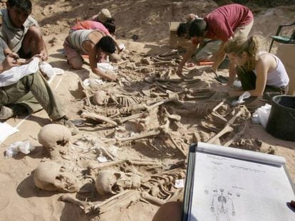 A mass grave exhumation in Spain.
