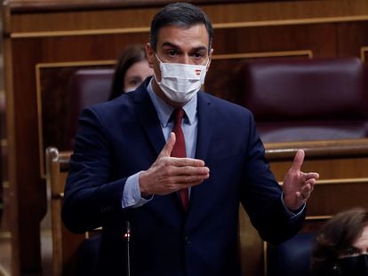 Spanish PM Pedro Sánchez addresses Congress during question time on Wednesday.