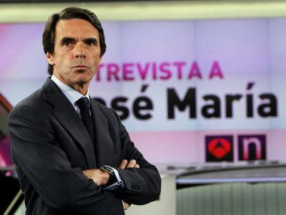Jos&eacute; Mar&iacute;a Aznar, moments before the interview he gave Antena 3 on Tuesday.