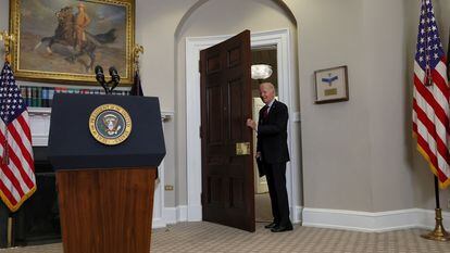 Joe Biden, this Thursday, leaving the Roosevelt Room of the White House.