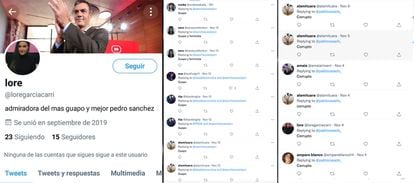 Screenshot of a bot account in support of Spanish PM Pedro Sánchez.