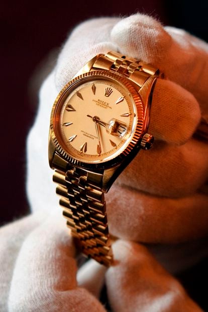 An 18-carat gold Rolex watch that belonged to Konrad Adenauer, which sold at auction in 2011 in Geneva for €142,000.