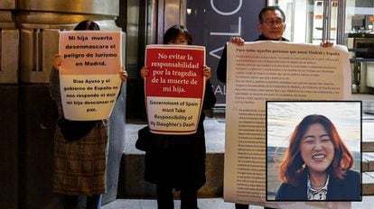 The silent protest staged by the Korean student’s parents, Youngsook Han, 60, and Sungwoo Lee, 58.