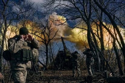 Ukrainian soldiers near Bakhmut, Donetsk region, Ukraine