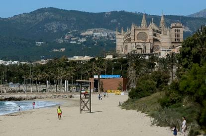 Palma beach in Mallorca on May 1.