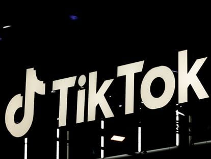 The logo of TikTok is seen at Gamescom in Cologne, Germany, in August 2022.