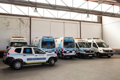 GTM's ambulances and medical cars in Navas del Marqués (Ávila).