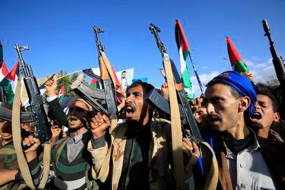 Protest in Yemen in solidarity with Palestine, on Friday in Sana'a.