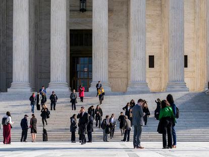 People leave the Supreme Court after oral arguments in Perez v. Sturgis Public Schools, on January 18, 2023, in Washington.