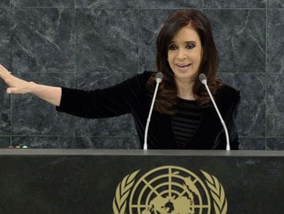 Cristina Fernández de Kirchner during her UN address on Tuesday night.