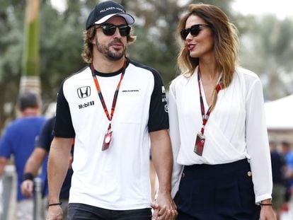 Fernando Alonso with girlfriend Lara Álvarez.