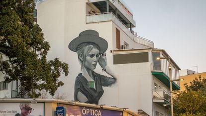 A Brigitte Bardot mural painted on a house in Torremolinos, in Malaga's Costa del Sol.