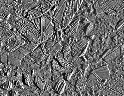 An image of Europa's surface. 
