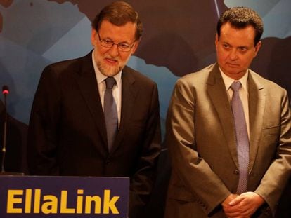 Spain's Mariano Rajoy and Brazil's Science Minister Gilberto Kassab at the presentation.