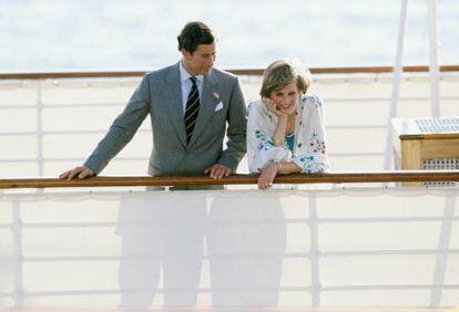 Prince Charles and Princess Diana of Wales on their honeymoon aboard the Britannia on August 1, 1981