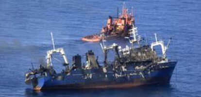 The Russian fishing ship that sank off the Canaries on Tuesday.
