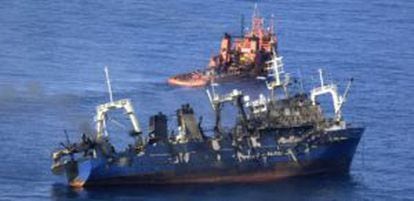 The Russian fishing ship that sank off the Canaries on Tuesday.