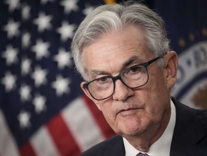 Federal Reserve Board Chairman Jerome Powell speaks during a news conference on Wednesday.