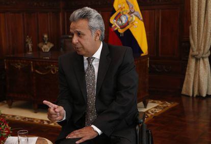 The president of Ecuador, Lenín Moreno, during his interview with EL PAÍS.