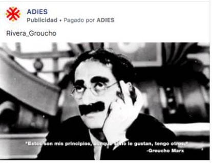 Groucho March helps criticize Ciudadanos leader Albert Rivera.