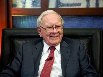 Berkshire Hathaway Chairman and CEO Warren Buffett smiles during an interview in Omaha, Neb., May 7, 2018.