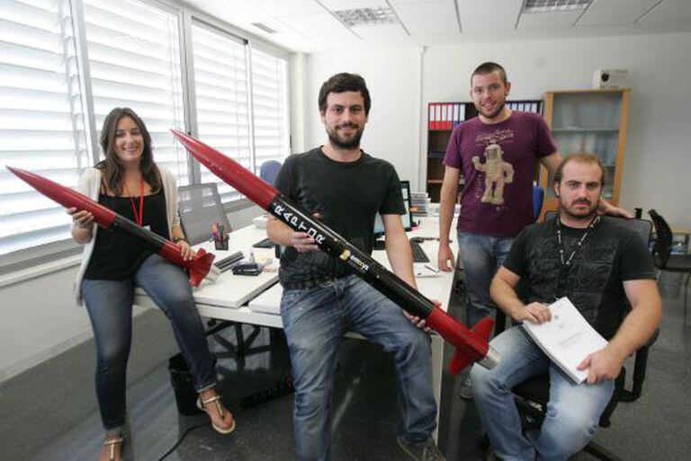 From left, Ana Cortijo, Raúl Verdú, Raúl Torres and Eleazar González at the Miguel Hernández University in Elche.