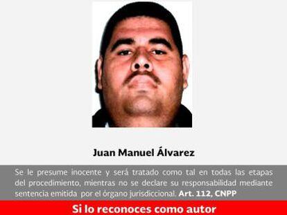 Photo of Juan Manuel Álvarez published by Mexican federal police.