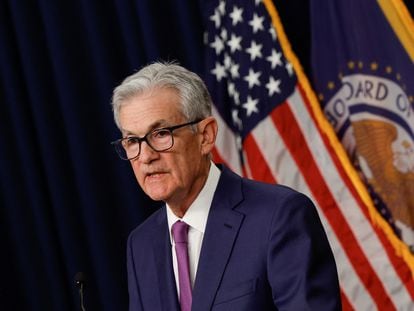 Federal Reserve Chairman Jerome Powell at the press conference following the monetary policy committee meeting on January 31.