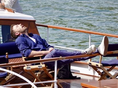 Ben Affleck, sleeping on his honeymoon in Paris.