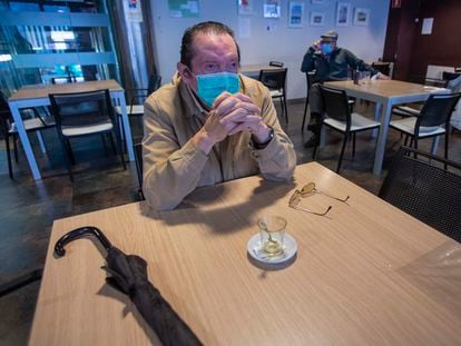 José Luis, sitting at a cafeteria in San Sebastián, says his social life has all but disappeared due to the coronavirus crisis.