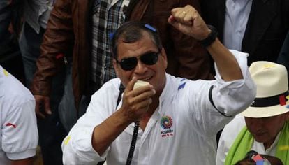 President Rafael Correa during a May 1 celebration in Quito.