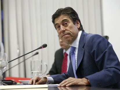 The chairman of Spanish builder Sacyr, Manuel Manrique, at a news conference on January 13.