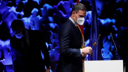 Spanish Prime Minister Pedro Sánchez at the opening of the IV Congress of the Ibero-American Business Alliance Council on Monday.