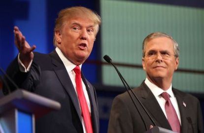 Trump (left) and Jeb Bush during a debate on August 16.