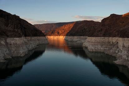 Depleted water levels in Lake Mead, Nevada.